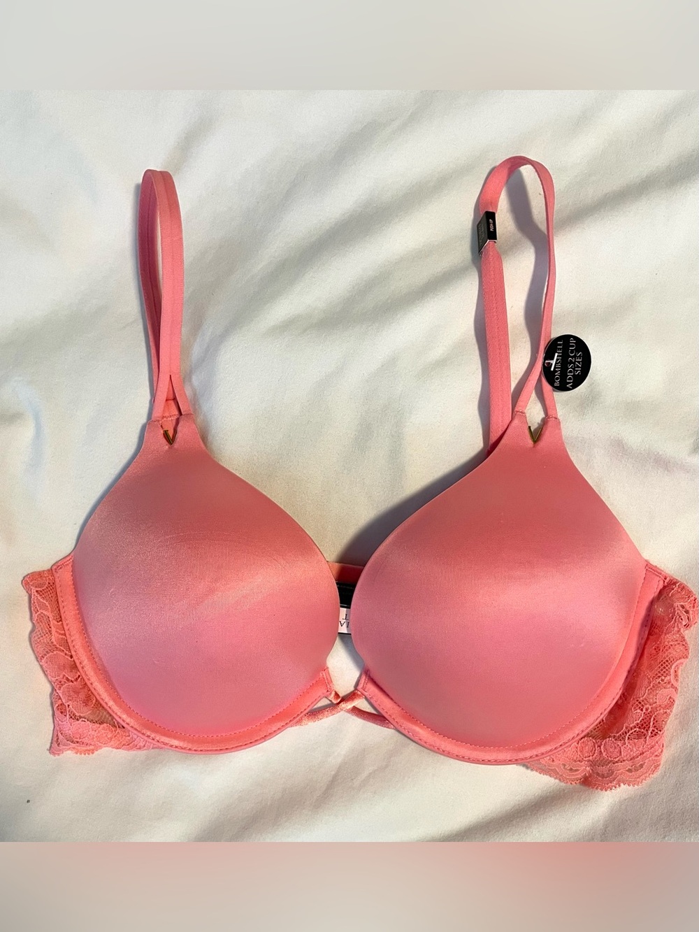 *NWT* Victoria's Secret BOMBSHELL Plunge Bra-Underwire-Coral Pink- Wmn Sz 34B
